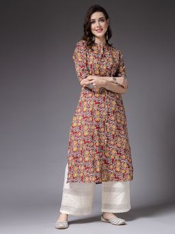 Stylum - Womens Floral Printed Cotton A-Line Kurta