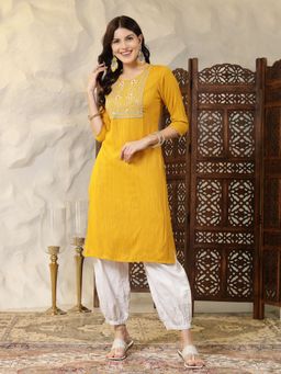 Stylum - Womens Embroidered Cotton Blend Straight Kurta