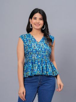 Stylum - Womens Printed Rayon Peplum Top