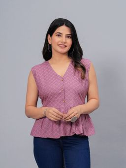 Stylum - Womens Bandhani Printed Cotton Peplum Top