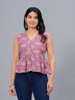 Stylum - Womens Printed Rayon Peplum Top