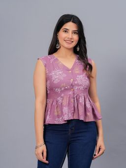 Stylum - Womens Printed Rayon Peplum Top