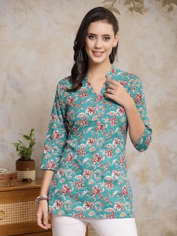 Stylum - Womens Floral Printed Cotton Empire Top