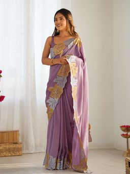 Varanga - Mauve Georgette Saree With Unstitched Blouse