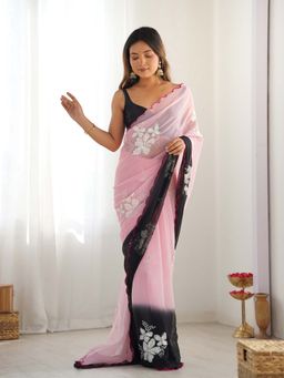 Varanga - Pink Organza Saree With Unstitched Blouse
