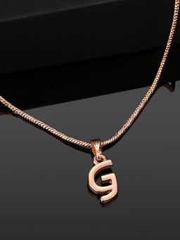 Estele - Valentine Gift - Rose Gold Plated Initial G Letter Pendant for Women