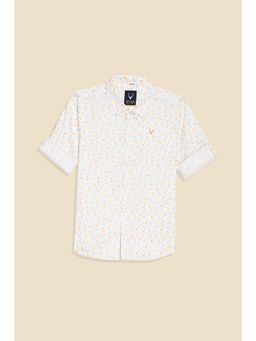 Allen Solly - Boys White Slim Fit Print Casual Shirt