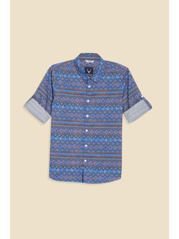 Allen Solly - Boys Blue slim-fit Print Casual Shirt