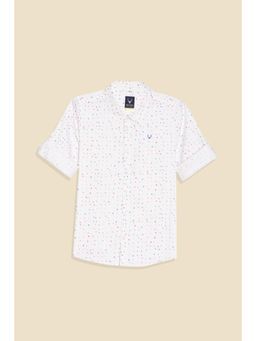 Allen Solly - Boys White Slim Fit Print Casual Shirt
