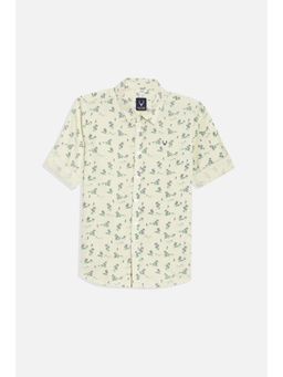Allen Solly - Boys Cream Slim Fit Print Casual Shirt