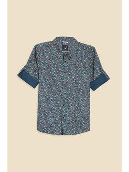 Allen Solly - Boys Blue Slim Fit Print Casual Shirt