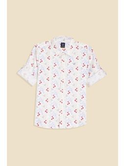Allen Solly - Boys White Slim Fit Print Casual Shirt