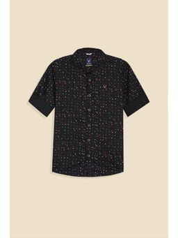 Allen Solly - Boys Black slim-fit Print Casual Shirt