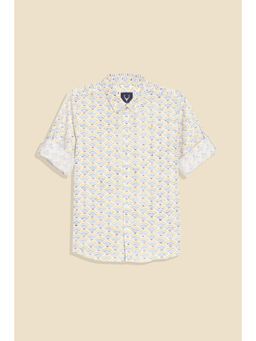 Allen Solly - Boys Yellow Slim Fit Print Casual Shirt