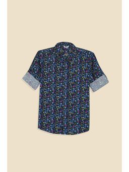 Allen Solly - Boys Navy Blue slim-fit Print Casual Shirt