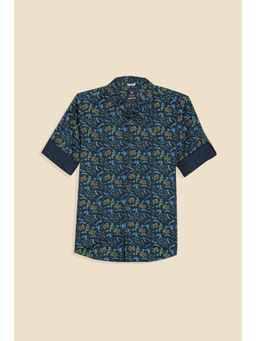 Allen Solly - Boys Navy slim-fit Print Casual Shirt