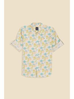 Allen Solly - Boys Beige slim-fit Print Casual Shirt