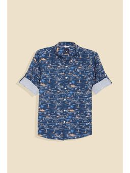 Allen Solly - Boys Blue Slim Fit Print Casual Shirt