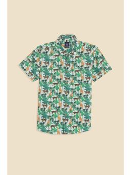 Allen Solly - Boys Green Regular Fit Print Casual Shirt