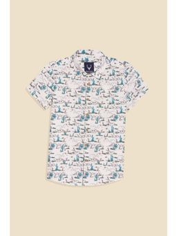 Allen Solly - Boys White Regular Fit Print Casual Shirt