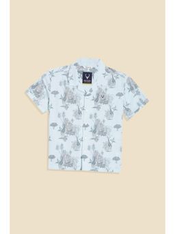 Allen Solly - Boys Light Blue Regular Fit Print Casual Shirt