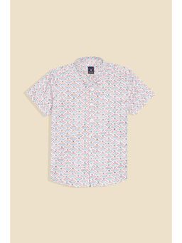 Allen Solly - Boys White Regular Fit Print Casual Shirt