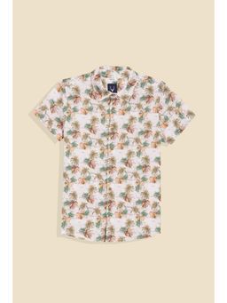 Allen Solly - Boys White Regular Fit Print Casual Shirt