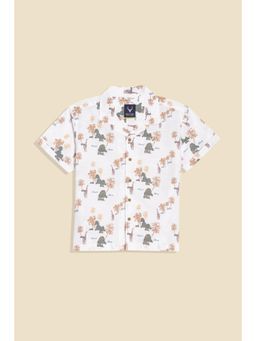 Allen Solly - Boys White Regular Fit Print Casual Shirt