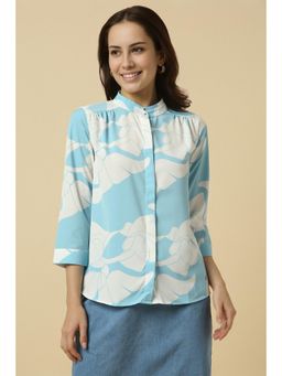 Allen Solly - Women Light Blue Print 3/4th Sleeves Shirt