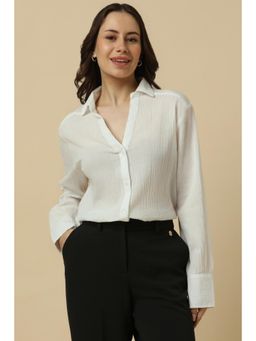 Allen Solly - Women White Textured Long Sleeves Shirt
