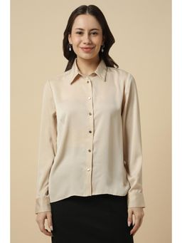 Allen Solly - Women Beige Solid Long Sleeves Shirt