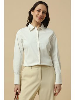 Allen Solly - Women Beige Solid Long Sleeves Shirt