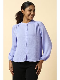 Allen Solly - Women Light Blue Textured Long Sleeves Shirt
