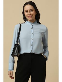Allen Solly - Women Light Blue Solid Long Sleeves Shirt