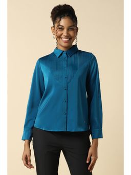 Allen Solly - Women Blue Solid Long Sleeves Shirt