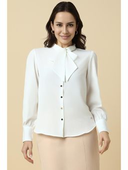 Allen Solly - Women White Self Design Long Sleeves Shirt