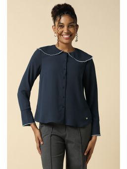Allen Solly - Women Navy Solid Long Sleeves Shirt