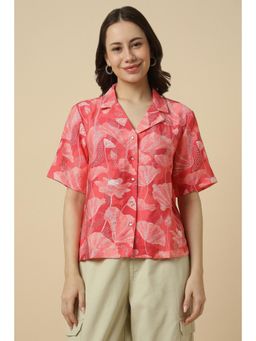 Allen Solly - Women Pink Print Short Sleeves Shirt