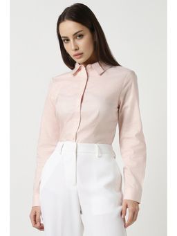 Van Heusen - Women Pink Textured Long Sleeves Formal Shirt