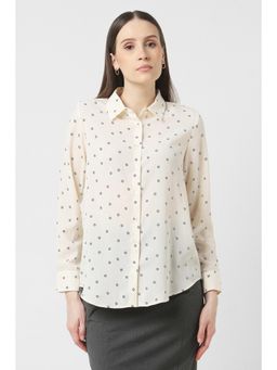 Van Heusen - Women Cream Print Long Sleeves Formal Shirt