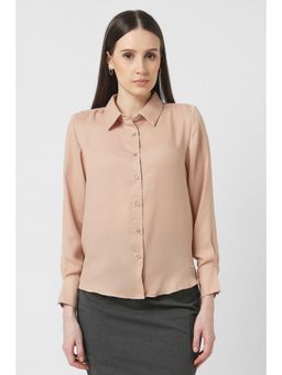 Van Heusen - Women Peach Solid Long Sleeves Formal Shirt
