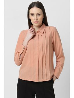 Van Heusen - Women Peach Solid Long Sleeves Formal Shirt