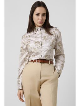 Van Heusen - Women Beige Print Long Sleeves Casual Shirt