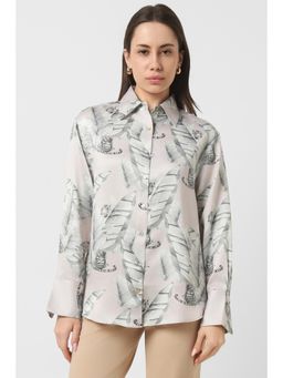 Van Heusen - Women Grey Print Long Sleeves Casual Shirt