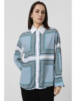 Van Heusen - Women Blue Print Long Sleeves Formal Shirt