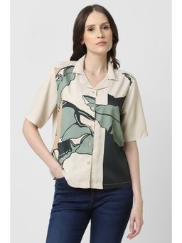 Van Heusen - Women Beige Print Casual Shirt