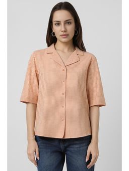 Van Heusen - Women Peach Check Formal Shirt