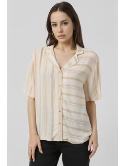 Van Heusen - Women Beige Stripe Casual Shirt
