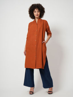 Saltpetre - Orange Long Shirt with Navy Pants (Set of 2)