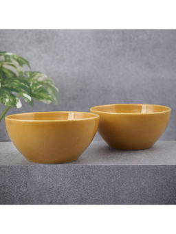 HomeTown - Palette Ceramic 6 Inch Cereal Bowl 2Pcs In Yellow Colour